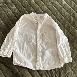 H$M Stylish Cream Kids Button Down Shirt size 12-18 m Cotton